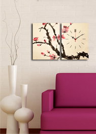 Wallity Conjunto de 2 Relojes de Pared Decorativos de Lienzo Multicolor